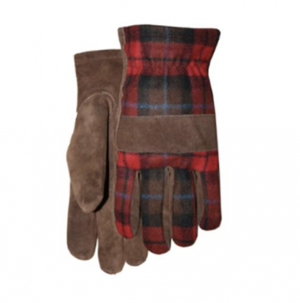 Suede Thinsulate Gloves in Black Plaid 
