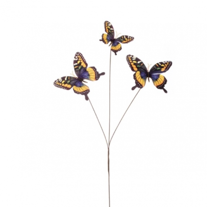 Purple & Yellow Butterfly Spray 32"H