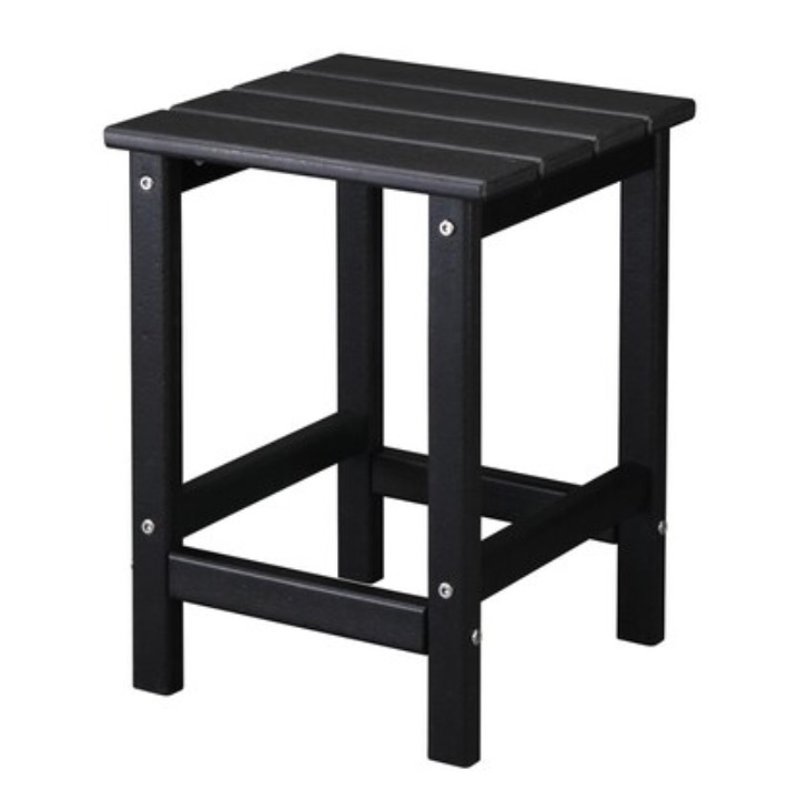 Outdoor High Density Polyethylene 14" Square Side Table - Black