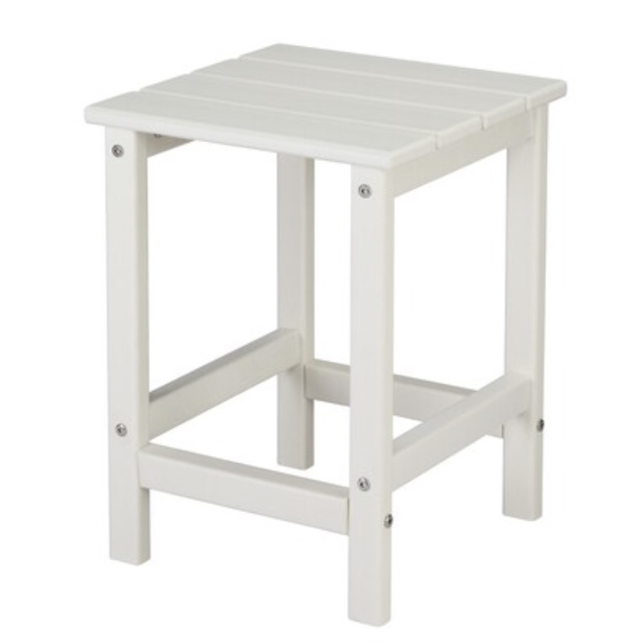 Outdoor High Density Polyethylene 14" Square Side Table - White