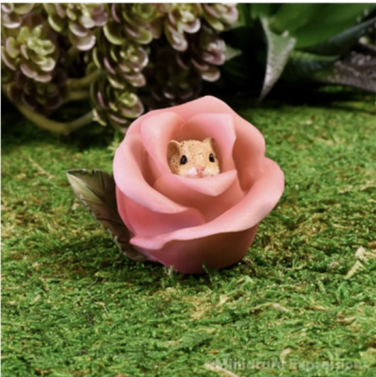 Fairy Garden Hamster in a Rose