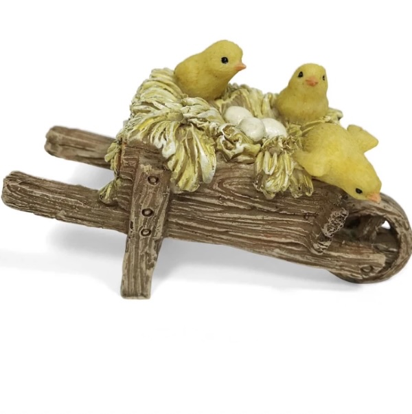 Fairy Chicks on a Wheelbarrow