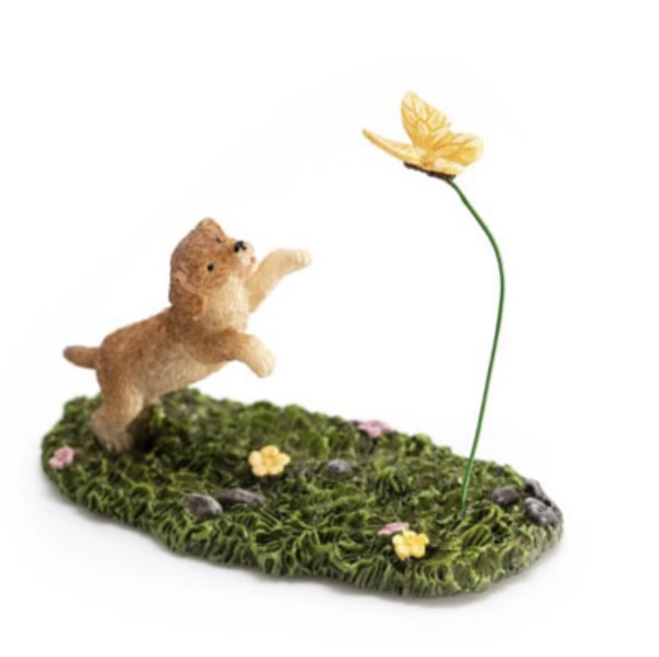 Fairy Garden Dog with Butterfly