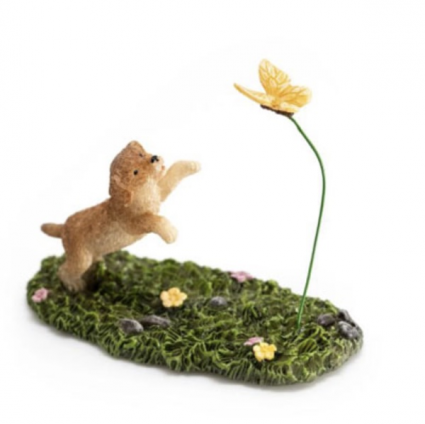 Fairy Garden Dog with Butterfly