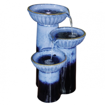 Cascade Blue Tiered Pedestal Fountain 
