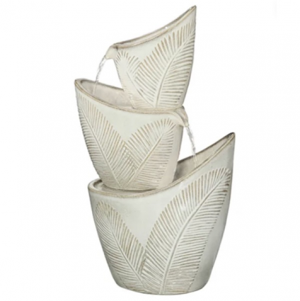 Antique White 3-Tier Fern Cascade Fountain