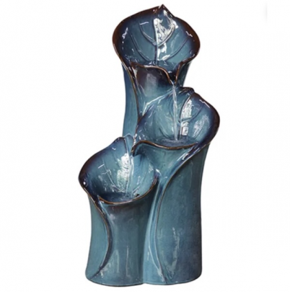 Blue Green 3-Tier Leaf Column Fountain