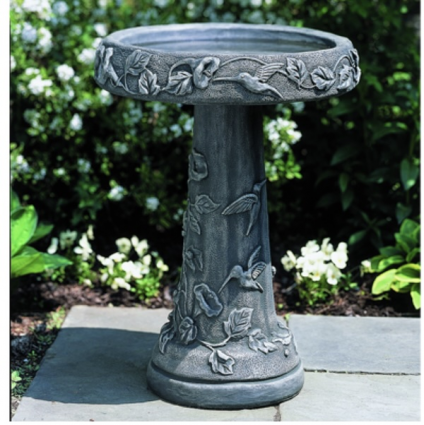 Hummingbird Concrete Birdbath