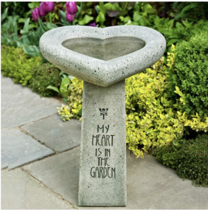 My Heart Is In the Garden Concrete Bird Bath