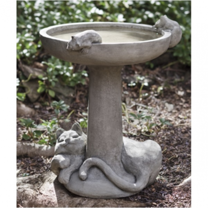 Cat Nap Concrete Birdbath