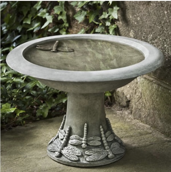 Small Dragonfly Concrete Birdbath