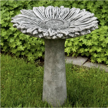 Sunflower Concrete Birdbath