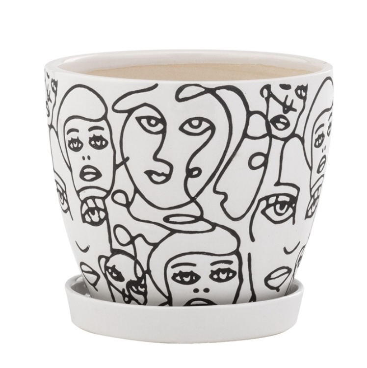 Faces Planter with Saucer 6"