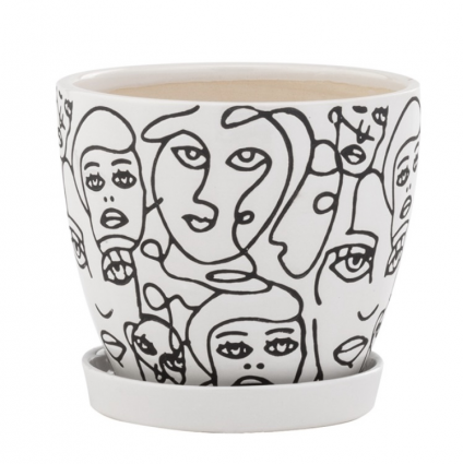 Faces Planter with Saucer 6"
