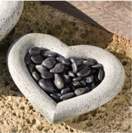 Small Heart Shell Concrete Birdbath
