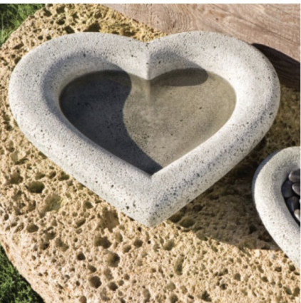 Large Heart Shell Concrete Birdbath