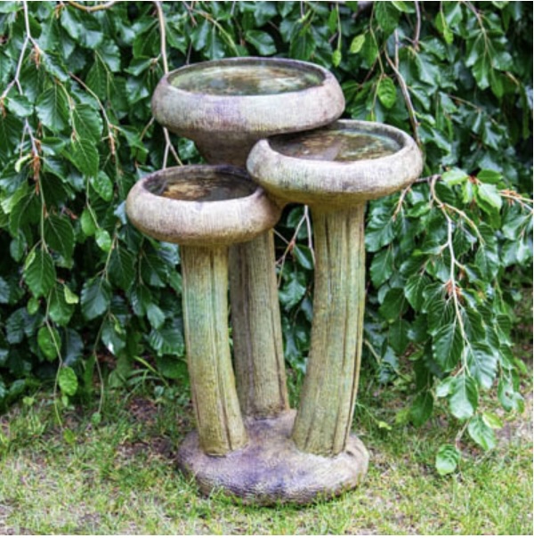Water Lilies Concrete Birdbath