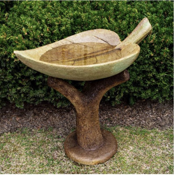 Large Leaf Concrete Birdbath