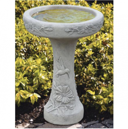 Hummingbird One Piece Concrete Birdbath
