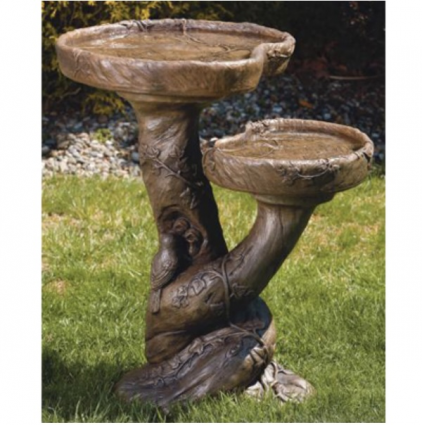 Double Woodscape Concrete Birdbath