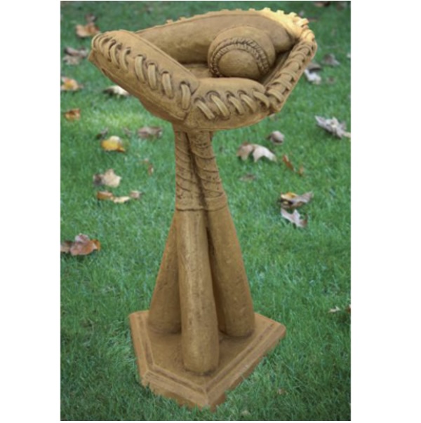 Batter Up Concrete Birdbath
