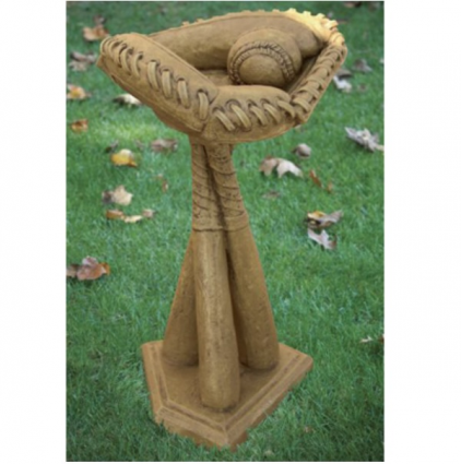 Batter Up Concrete Birdbath