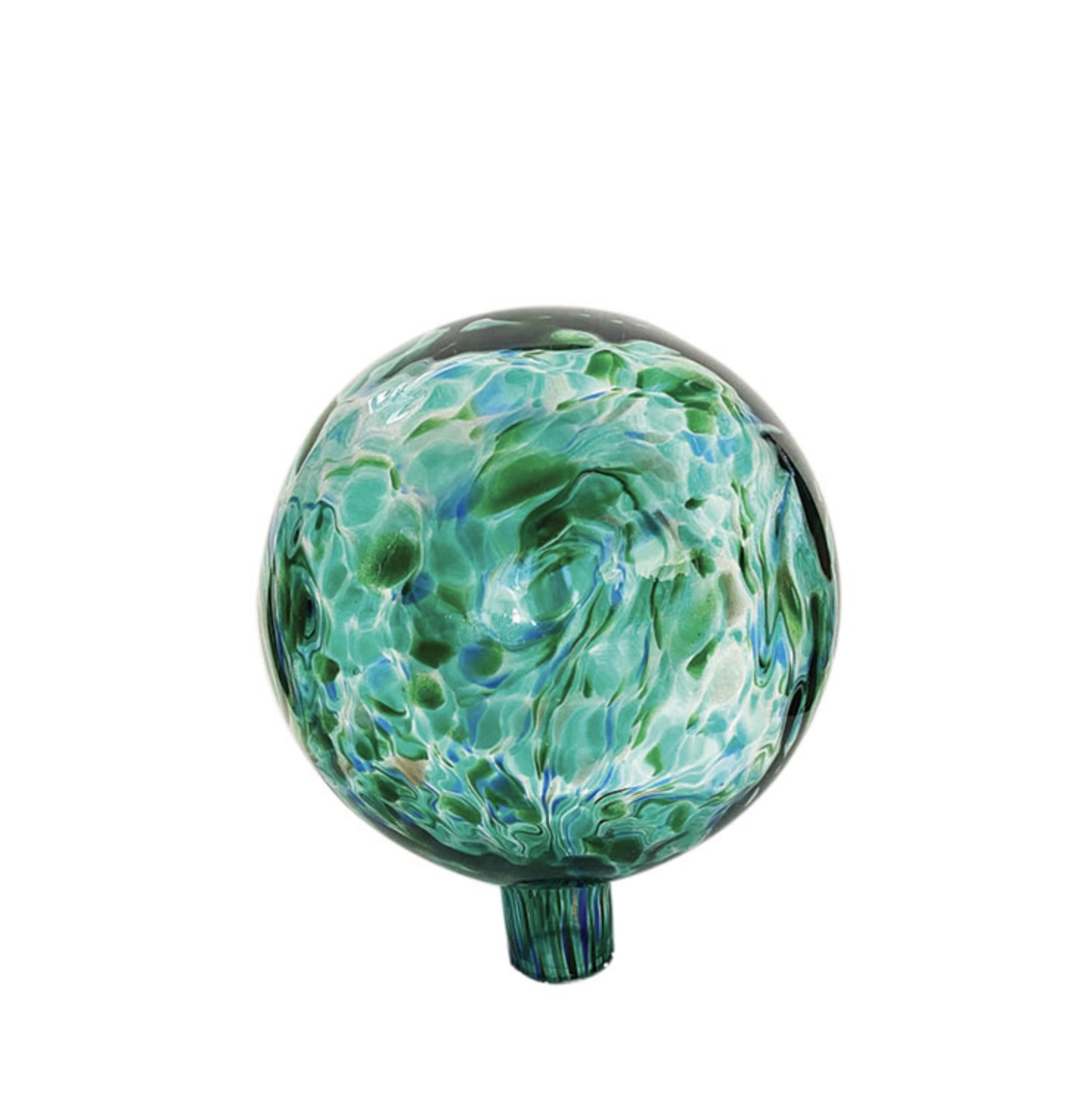 GAZING GLOBE, 10" GREEN/BL GLASS