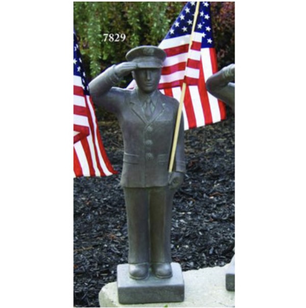 United States Air Force Soldier Memorial Statue Holding A Flag  27"