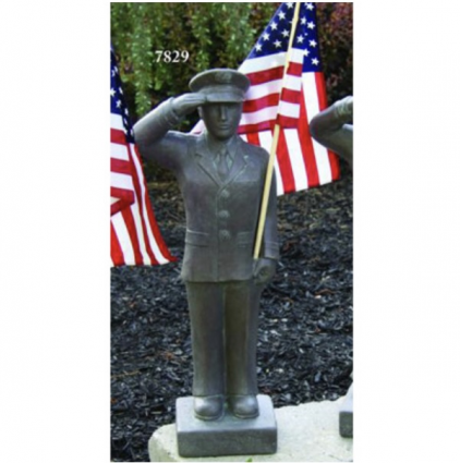 United States Air Force Soldier Memorial Statue Holding A Flag  27"