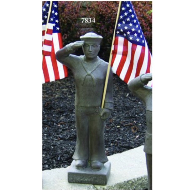 United States Navy Soldier Memorial Statue Holding A Flag 27"