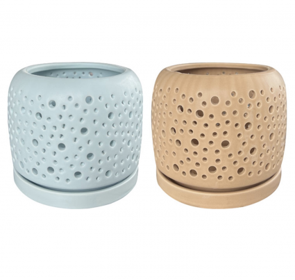 Light Blue & Peach Oslo Orchid Planter 7" (Sold Seperately)