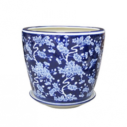 Blue & White Sakura Planter 12"