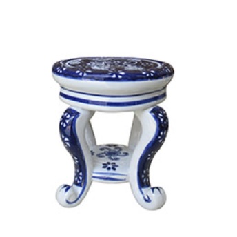 STOOL, 9" PORCELAIN BLUE/WHITE