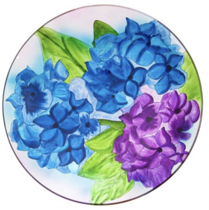 Glass Bird Bath Hydrangea with Stand 16"