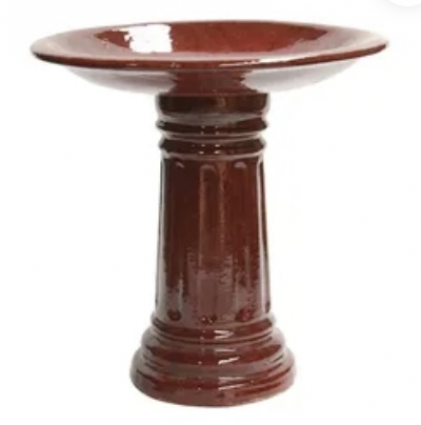 Tropical Red Fluted Birdbath 16.5"W