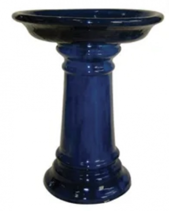 Blue Crackle Birdbath  19"W