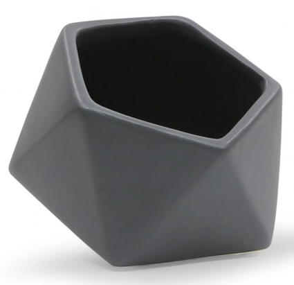 Tilted Geometric Pot - Matte Black - 5" x 6"