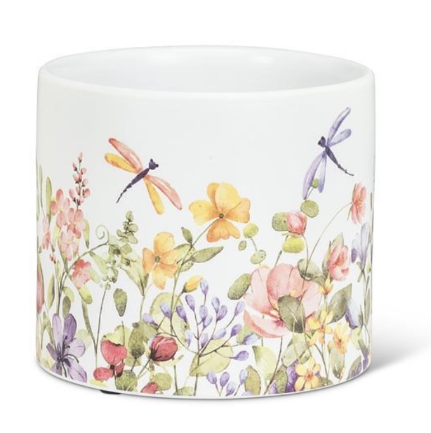 Small Dragonfly & Floral Planter