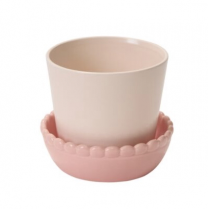 Light Pink Springvale Pot with Saucer.   5.25" X 5" 