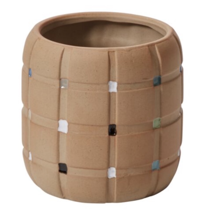 Brown Cubism Pot  5.5" X 5.5" 