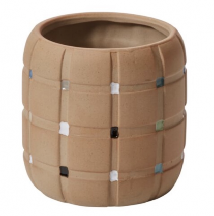 Brown Cubism Pot  5.5" X 5.5" 