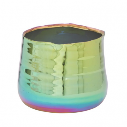 Green Iridescent Tegan Pot  7.25"X5.5"