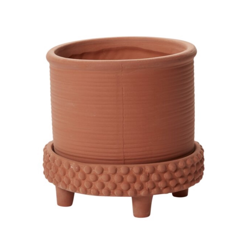Terra Cotta Jane Footed Pot  6.25" X 6" 