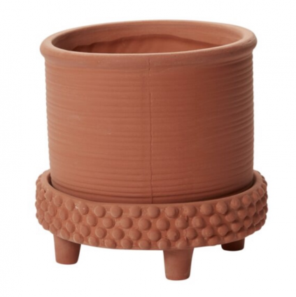 Terra Cotta Jane Footed Pot   8" X 7.75" 