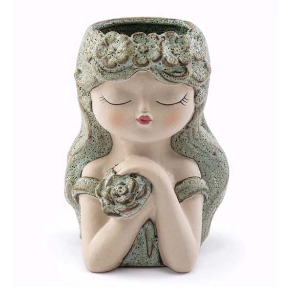 Crossed Arms Girl Head Planter
