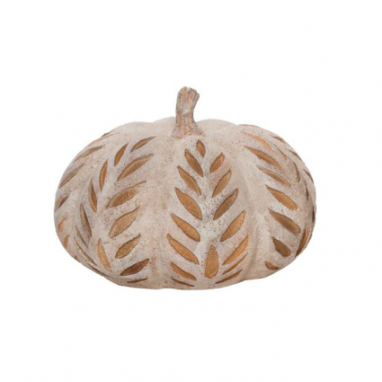 Harvest Wheat Pattern White Pumpkin 8.5" X 5.5" 
