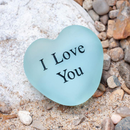 I Love You Sea Glass Heart 