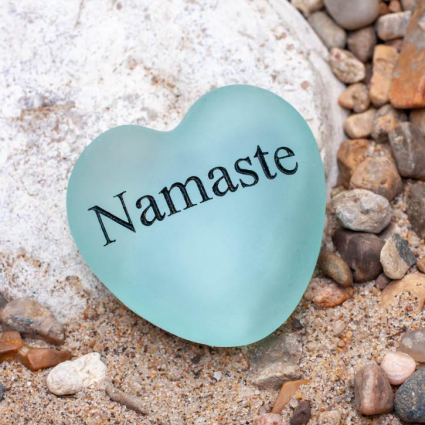 Namaste Sea Glass Heart