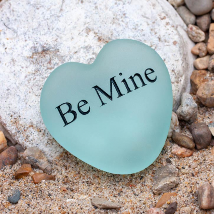 SEA GLASS HEART, 2" BE MINE