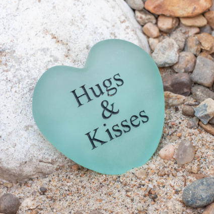 SEA GLASS HEART,2" HUGS & KISSES